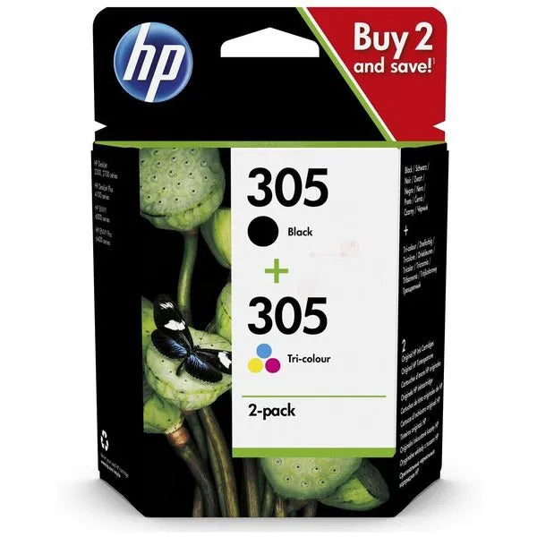 Cartouche d'Encre HP 305 Trois Couleurs + Noire Authentique (6ZD17AE)