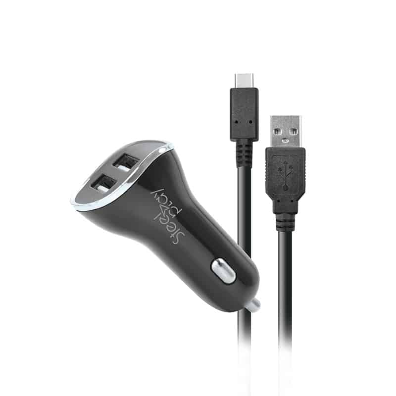 Car Charger Cigarette Lighter - 2 USB Ports (Switch) + 2M Charging Cable