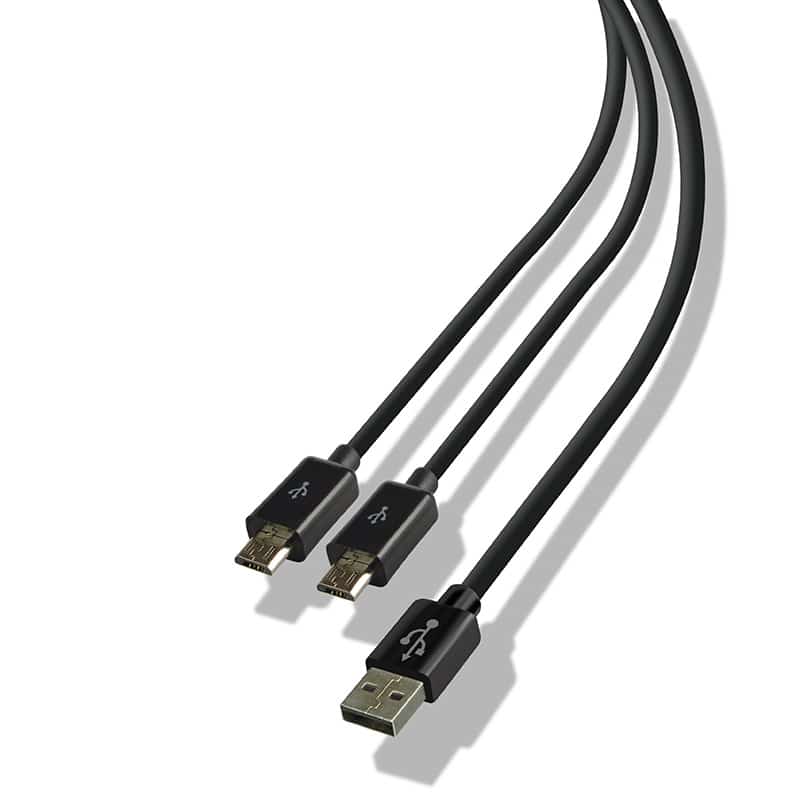 Duales Play- und Ladekabel – Kompatibel mit PS4-Controllern – Schwarz