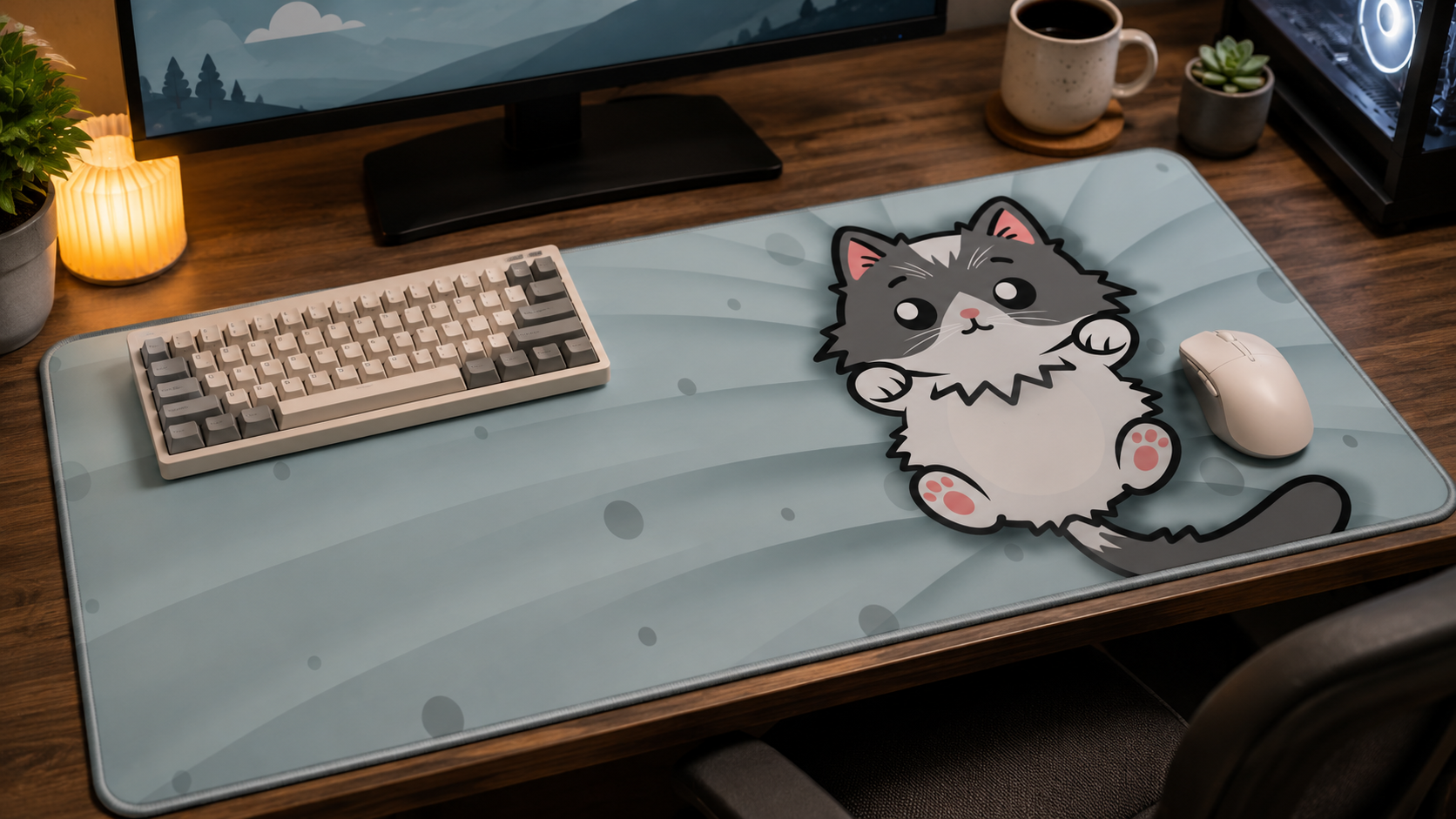 Tapis De Souris Flexible XXL - Cutiecat - Surface Souple Micro-texturée