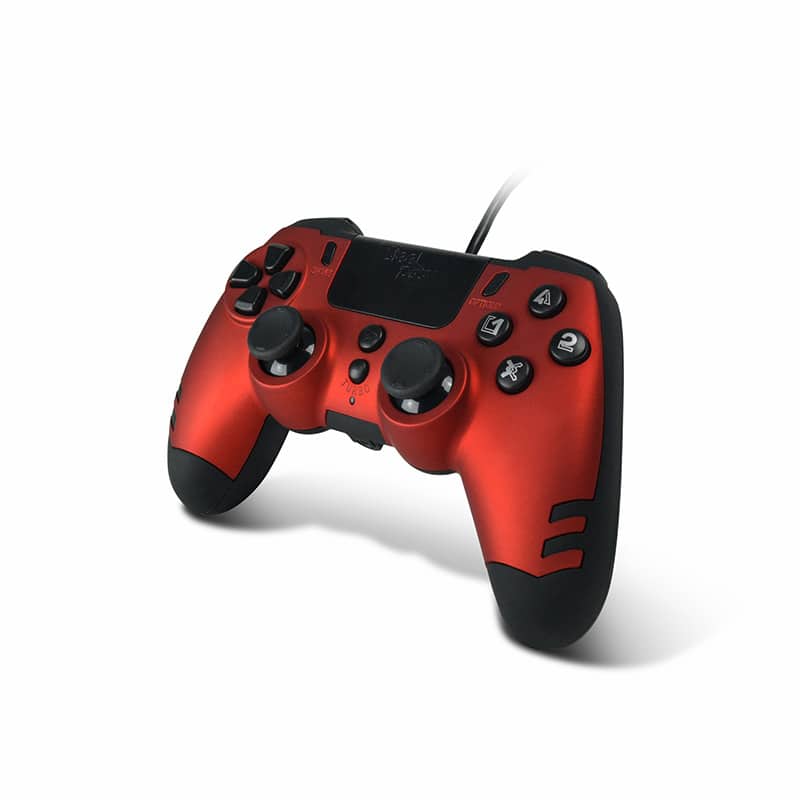 Manette Metaltech - Filaire, avec 4 palettes programmables, compatible PC/PS4 - Packaging Slim Pack - Rouge