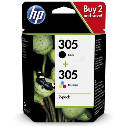 Cartouche d'Encre HP 305 Trois Couleurs + Noire Authentique (6ZD17AE)
