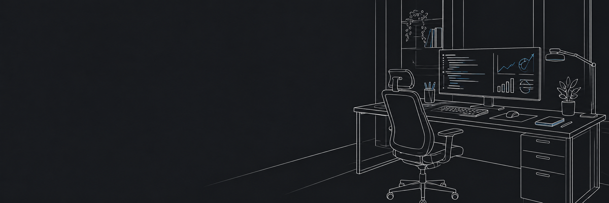WORKPLACE analyse-developpement - dessin technique monochrome blanc sur gris anthracite
