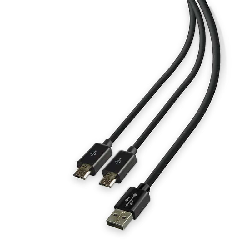 Cable Dual Play & Charge - Compatible avec les manettes PS4 - Noir