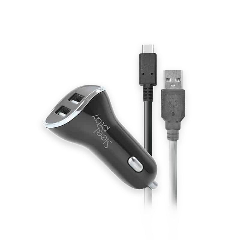 Chargeur Voiture Allume-Cigare - 2 Ports USB (Switch) + Cable de recharge 2M