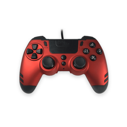 Manette Metaltech - Filaire, avec 4 palettes programmables, compatible PC/PS4 - Packaging Slim Pack - Rouge