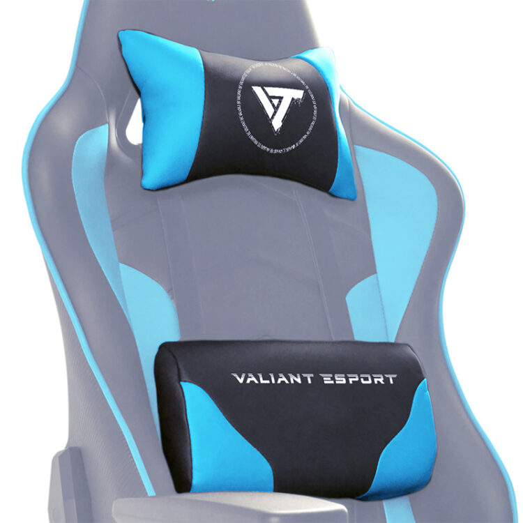 LxP VALIANT - Pack coussins dorsal et appuie-tête pour chaise gaming eSport - Bleu